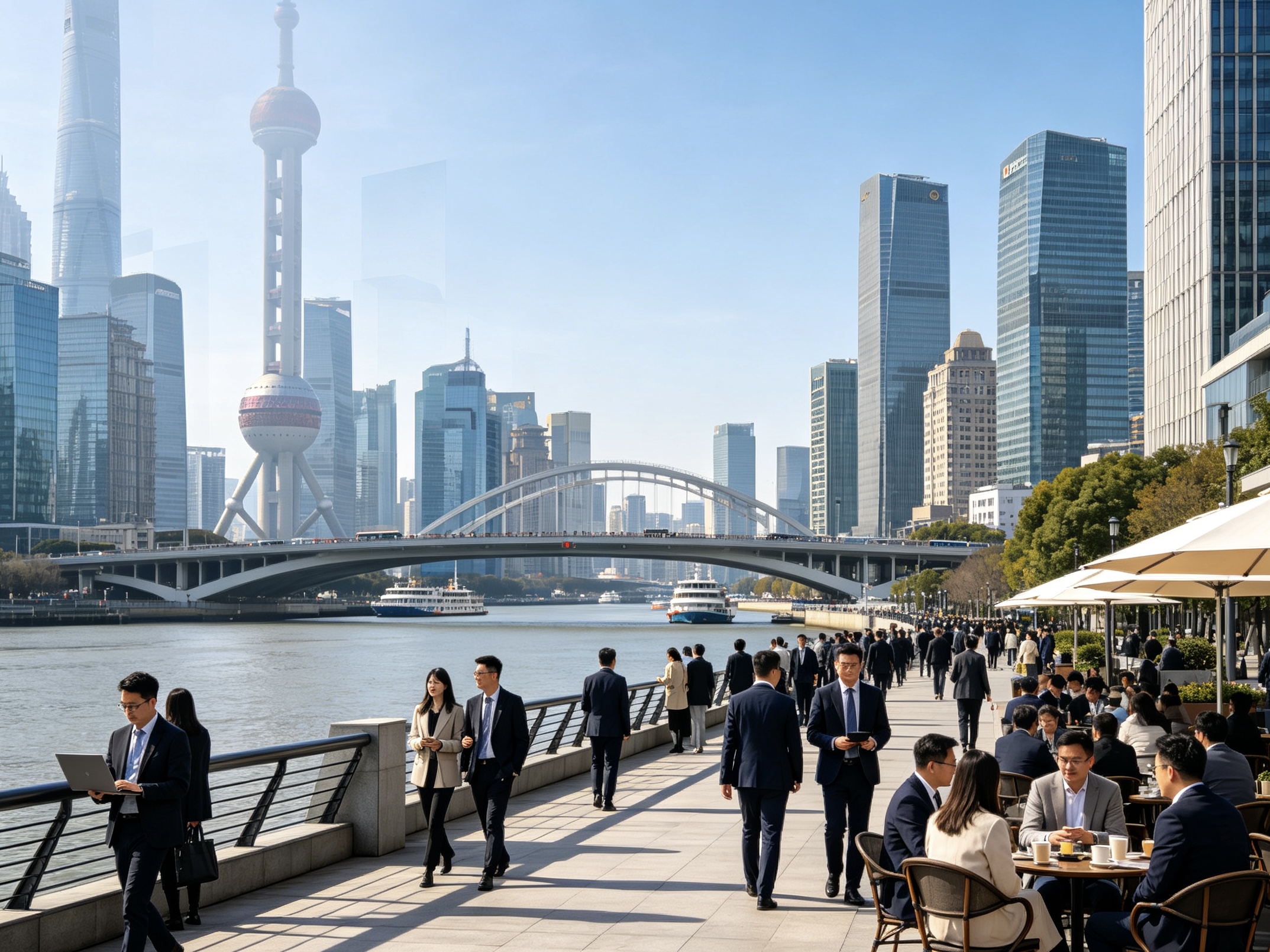 Shanghai waterfront and a modern business district