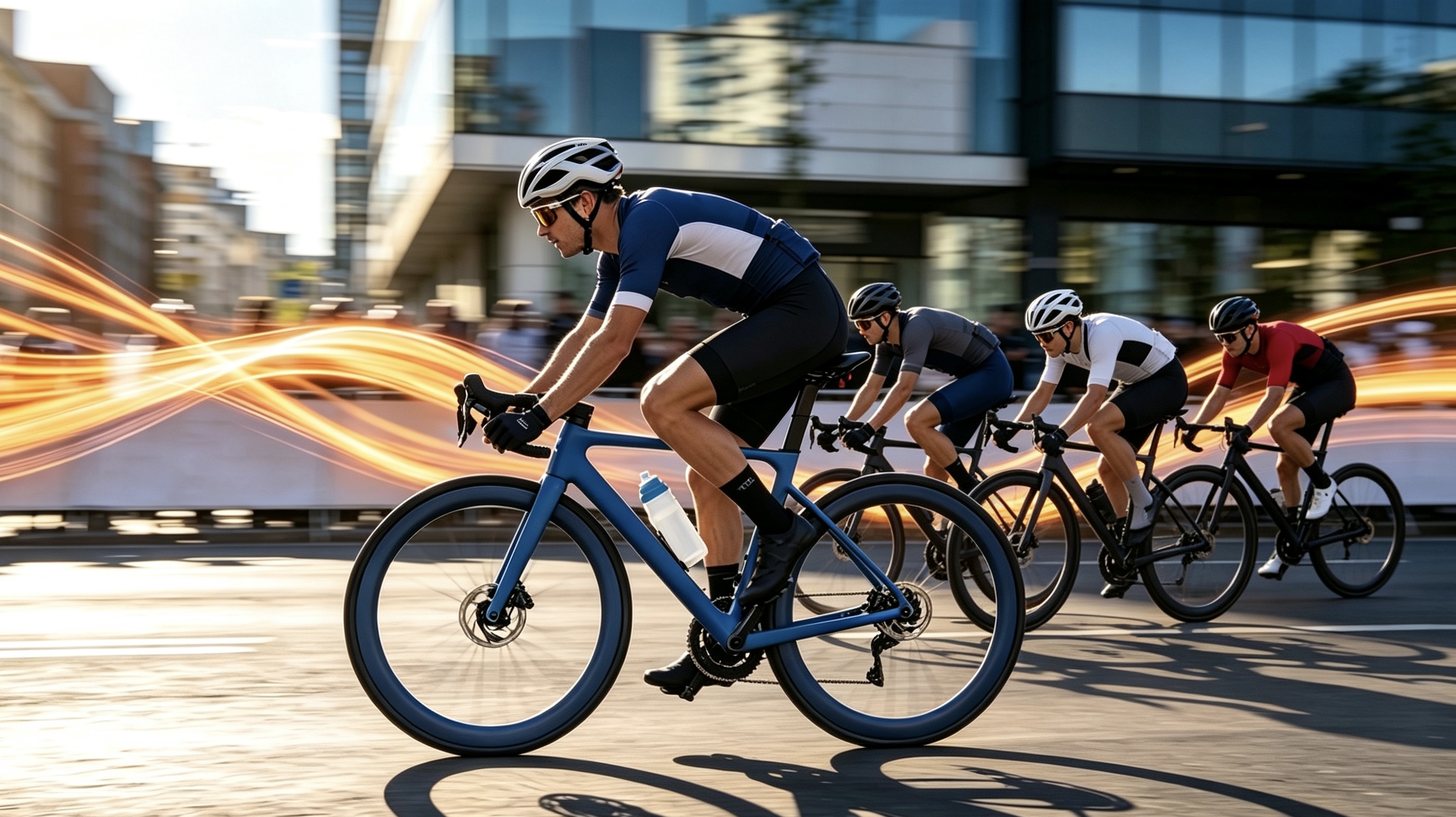 Road cyclists in motion